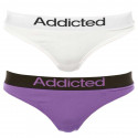 2PACK tanga para mulher  branco púrpura Addicted