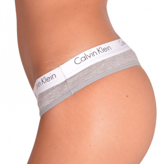 2PACK Tanga para mulher Calvin Klein cinzento (QD3583E-020)