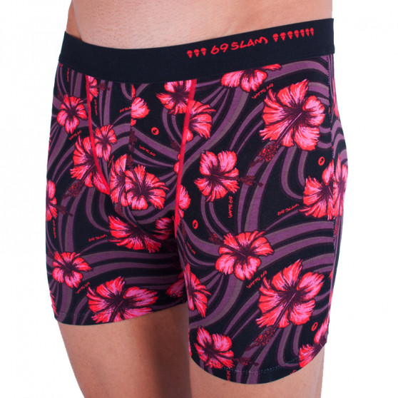 Boxers para homem 69SLAM fit bambu hibiscus red