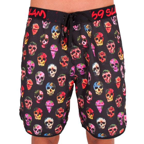 Fatos de banho para homem 69SLAM Short Boardshort Medium hibiscus skull preta