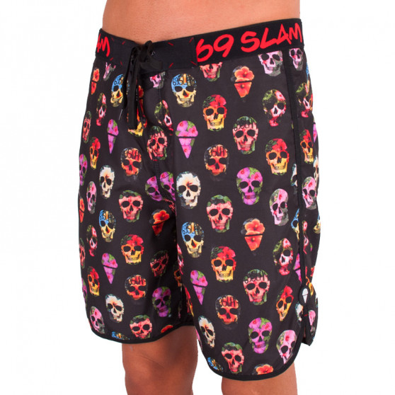 Fatos de banho para homem 69SLAM Short Boardshort Medium hibiscus skull preta