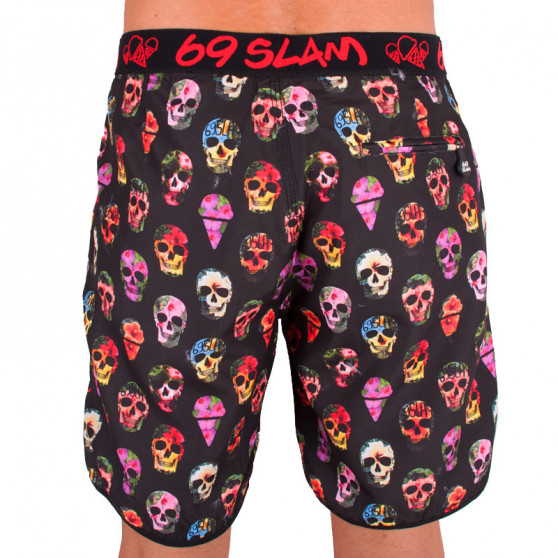 Fatos de banho para homem 69SLAM Short Boardshort Medium hibiscus skull preta