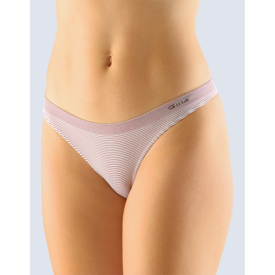 Tanga para mulher Gina sem costuras branco com riscas vermelhas