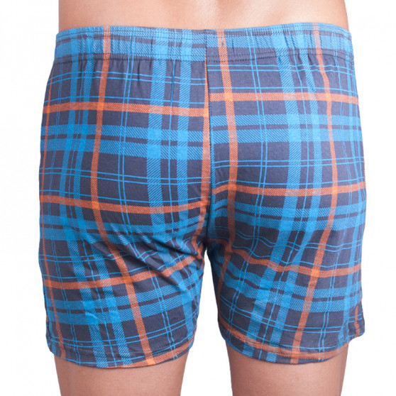 Boxers para homem Molvy cinzento azul xadrez (MP-988-BBU)