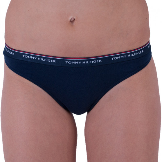 3PACK Tanga para mulher Tommy Hilfiger azul escuro (UW0UW00048 416)