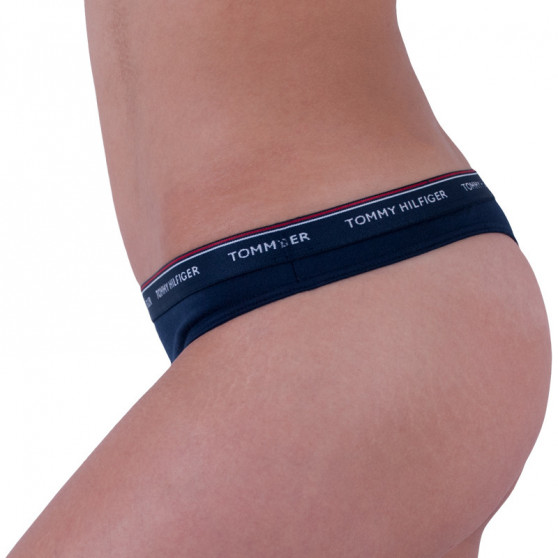 3PACK Tanga para mulher Tommy Hilfiger azul escuro (UW0UW00048 416)