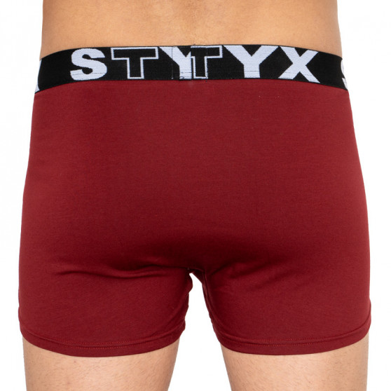 Boxers para homem Styx desporto elástico superdimensionado borgonha (R1060)