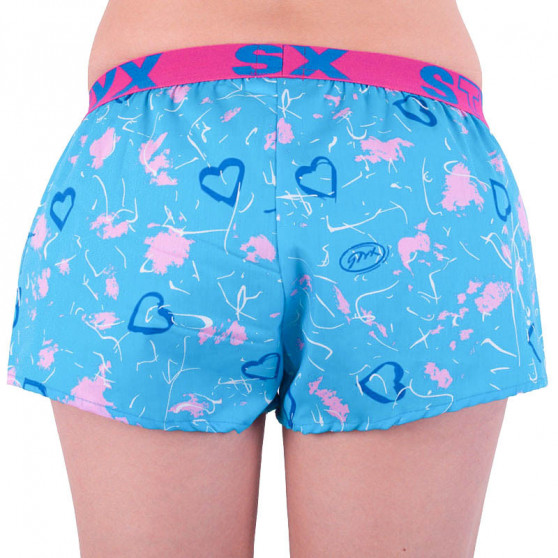 Boxers para mulher Styx arte desportiva borracha azul claro corações (T756)