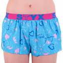 Boxers para mulher Styx arte desportiva borracha azul claro corações (T756)