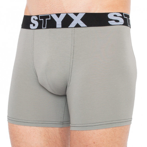 Calções de boxer para homem Styx longo desportivo elástico cinzento claro (U1062)