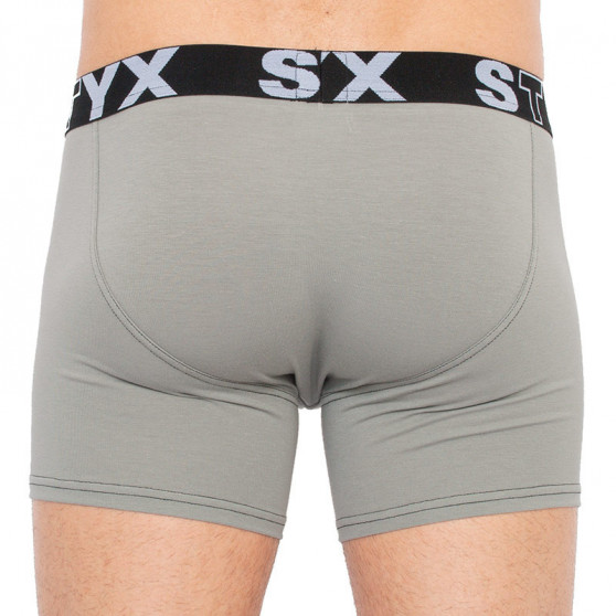 Calções de boxer para homem Styx longo desportivo elástico cinzento claro (U1062)