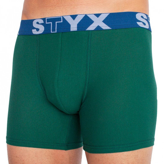 Boxers para homem Styx longo desportivo elástico verde escuro (U1066)