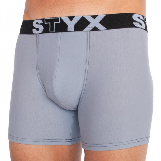 Calções de boxer para homem Styx longo desportivo elástico cinzento claro (U1067)