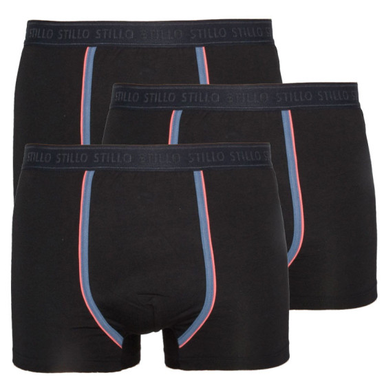 3PACK Boxers para homem Stillo preto com risca cinzenta (STP-0161616)