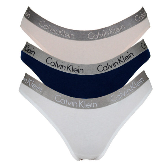 3PACK Tanga para mulher Calvin Klein multicolorido (QD3560E-T7W)