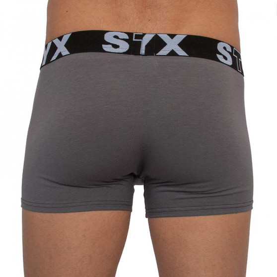 3PACK Boxers para homem Styx desporto elástico superdimensionado cinzento escuro (R10636363)