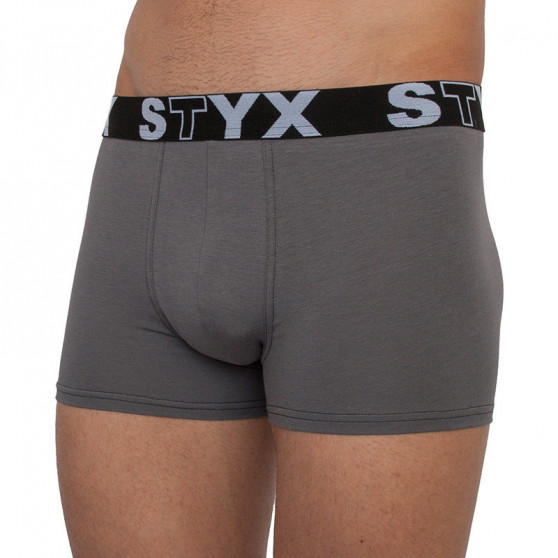 3PACK Boxers para homem Styx desporto elástico superdimensionado cinzento escuro (R10636363)