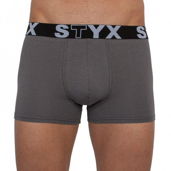 3PACK Boxers para homem Styx desporto elástico superdimensionado cinzento escuro (R10636363)