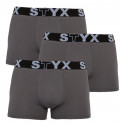 3PACK Boxers para homem Styx desporto elástico superdimensionado cinzento escuro (R10636363)