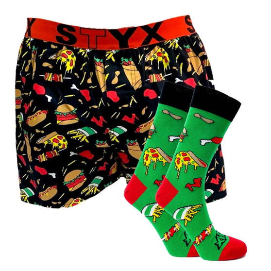 Boxers de homem arte desportiva borracha e meias Styx food (BH1253)