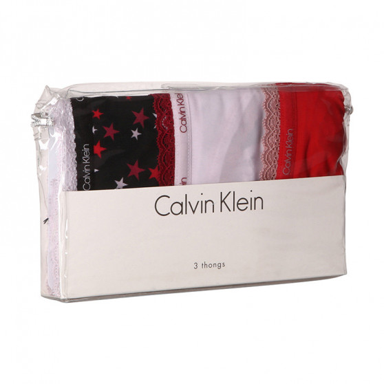 3PACK Tanga para mulher Calvin Klein multicolorido (QD3802E-W4Z)