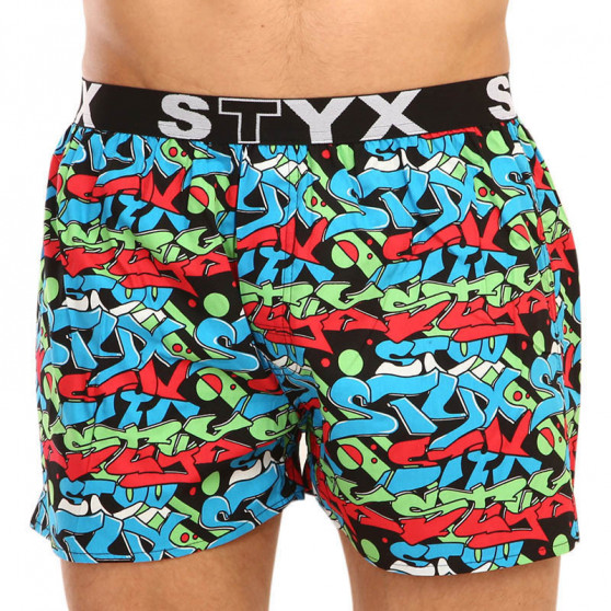 Boxers de homem arte desporto borracha e meias Styx graffiti (BH1255)