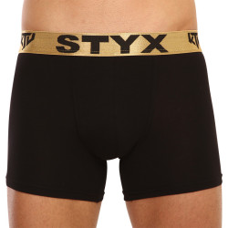 Calções de boxer para homem Styx / KTV longo desportivo elástico preto - elástico dourado (UTZ960)