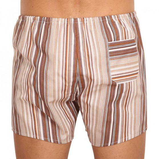 Boxers clássicos para homem Foltýn castanho com riscas (K53)