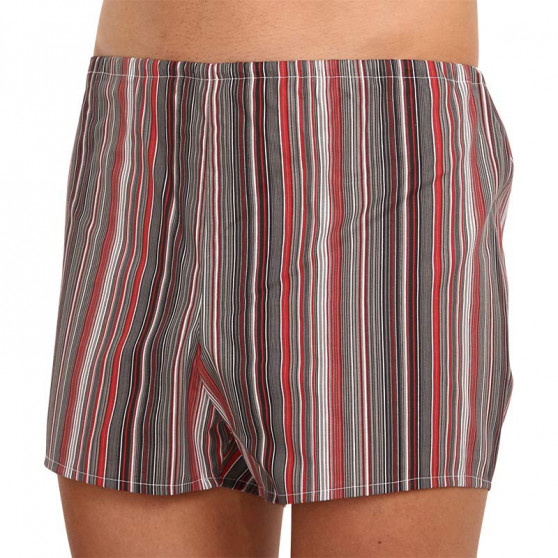 Boxers clássicos para homem Foltýn vermelho com riscas superdimensionado (KN76)