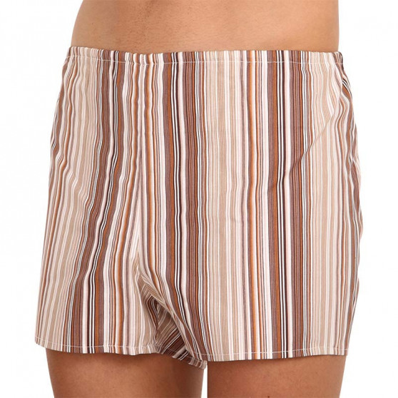 Boxers clássicos para homem Foltýn castanho com riscas superdimensionado (KN77)