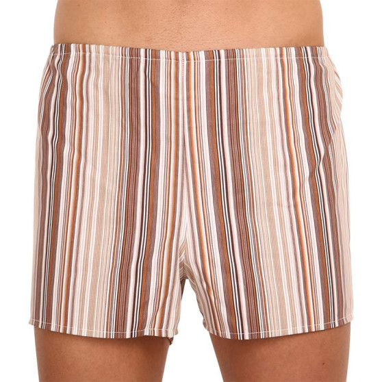 Boxers clássicos para homem Foltýn castanho com riscas superdimensionado (KN77)