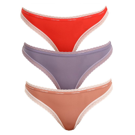 3PACK Tanga para mulher Calvin Klein multicolorido (QD3802E-147)