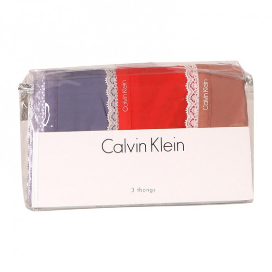 3PACK Tanga para mulher Calvin Klein multicolorido (QD3802E-147)