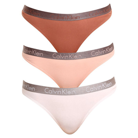 3PACK Tanga para mulher Calvin Klein multicolorido (QD3560E-1CZ)