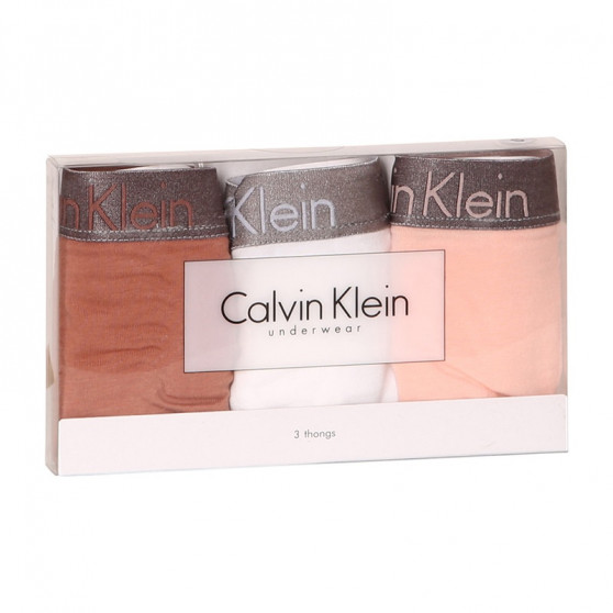 3PACK Tanga para mulher Calvin Klein multicolorido (QD3560E-1CZ)