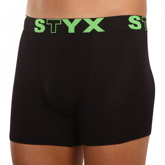 Calções de boxer para homem Styx longo desporto elástico preto (U962)