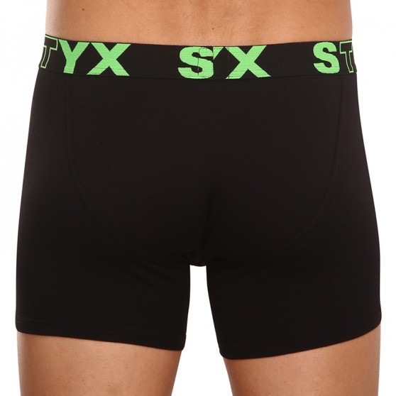 Calções de boxer para homem Styx longo desporto elástico preto (U962)