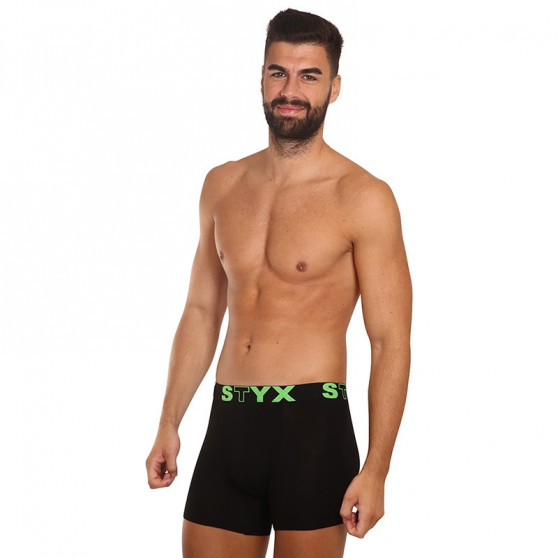 Calções de boxer para homem Styx longo desporto elástico preto (U962)