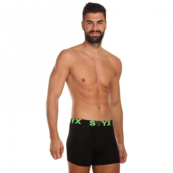 Calções de boxer para homem Styx longo desporto elástico preto (U962)