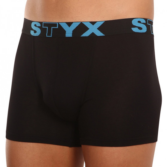 Calções de boxer para homem Styx longo desporto elástico preto (U961)