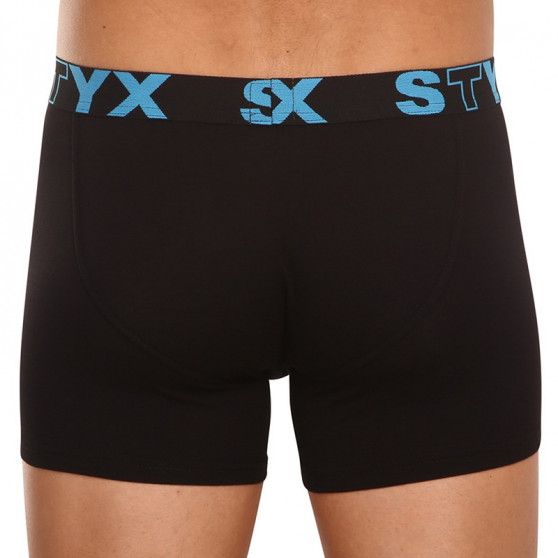 Calções de boxer para homem Styx longo desporto elástico preto (U961)