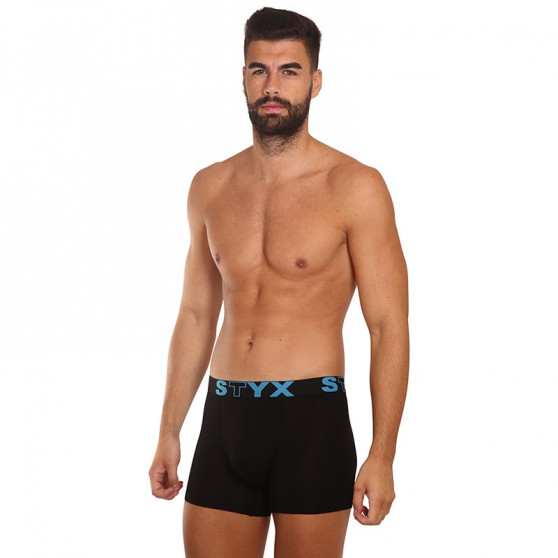 Calções de boxer para homem Styx longo desporto elástico preto (U961)