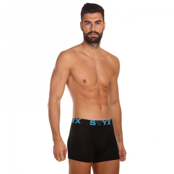 Calções de boxer para homem Styx longo desporto elástico preto (U961)