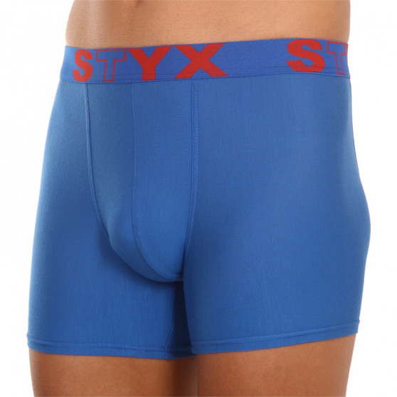 Calções de boxer para homem Styx longo desporto elástico azul (U967)