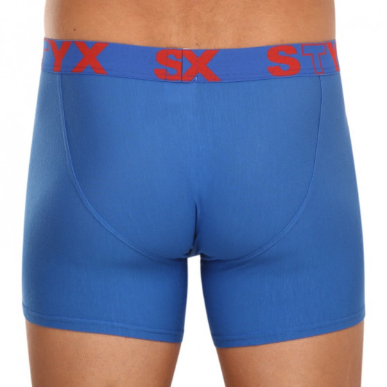 Calções de boxer para homem Styx longo desporto elástico azul (U967)