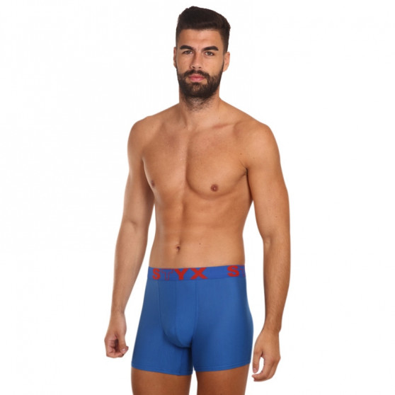 Calções de boxer para homem Styx longo desporto elástico azul (U967)