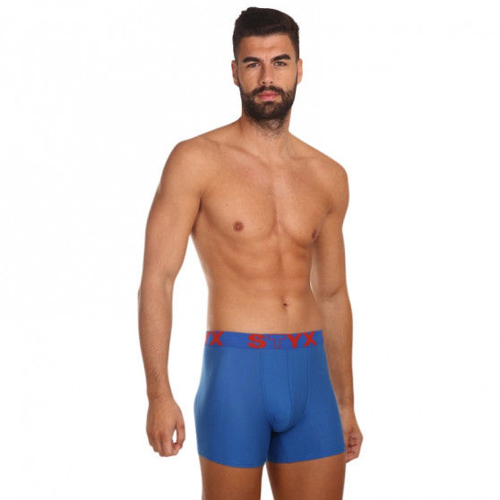 Calções de boxer para homem Styx longo desporto elástico azul (U967)