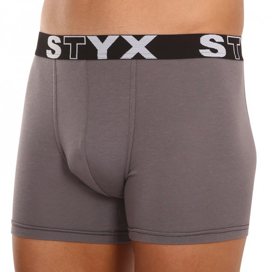 Calções de boxer para homem Styx longo desportivo elástico cinzento escuro (U1063)