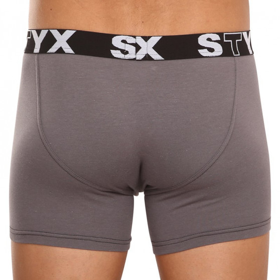 Calções de boxer para homem Styx longo desportivo elástico cinzento escuro (U1063)