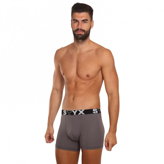 Calções de boxer para homem Styx longo desportivo elástico cinzento escuro (U1063)